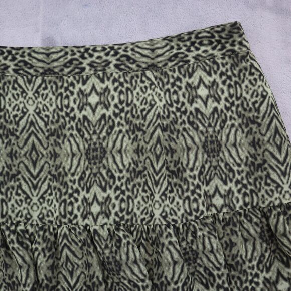 HM Skirt Womens 6 Green Animal Print A Line Layered Side Zipper Bottoms - Picture 9 of 16